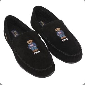 Polo Ralph Lauren Collins Bear Suede Memory Foam Moccasin Slippers